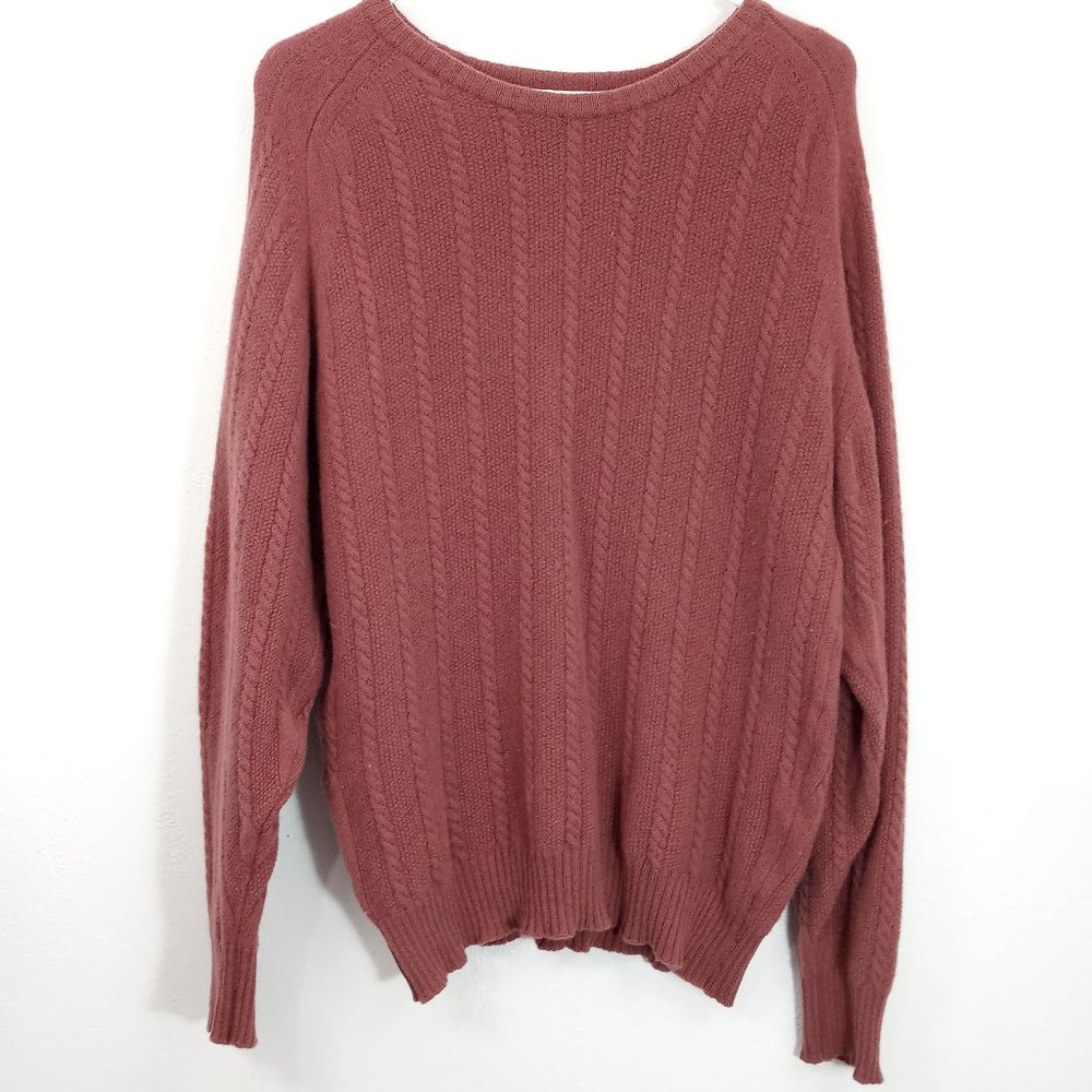 Lyle & Scott Sandy Lyle 100% Pure Wool Made in Scotland Pink Cable Knit Sweater
